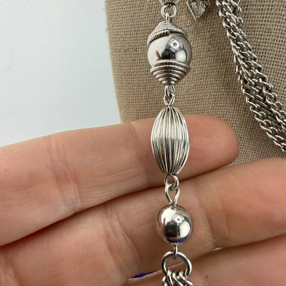 Vintage‎ Sarah Coventry Lariat Necklace Silver Tone 36